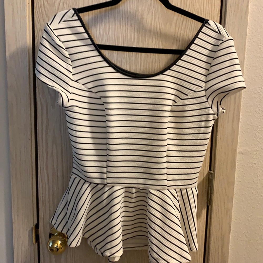 White and black stripe top
